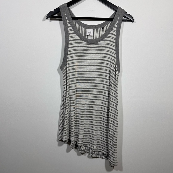 CABI #5394 Stripe Side Out Asymmetrical Tank Top Women's Size M Flowy Sleeveless - Picture 2 of 5